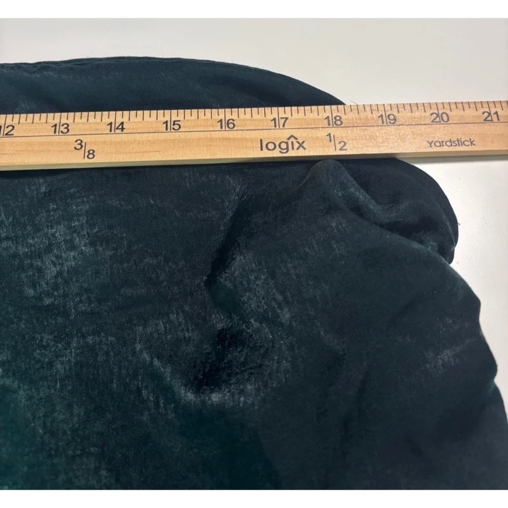 Woman's Emerald Green Ruched Waist V‎ Neck Wrap Style Top XL Balloon Sleeve